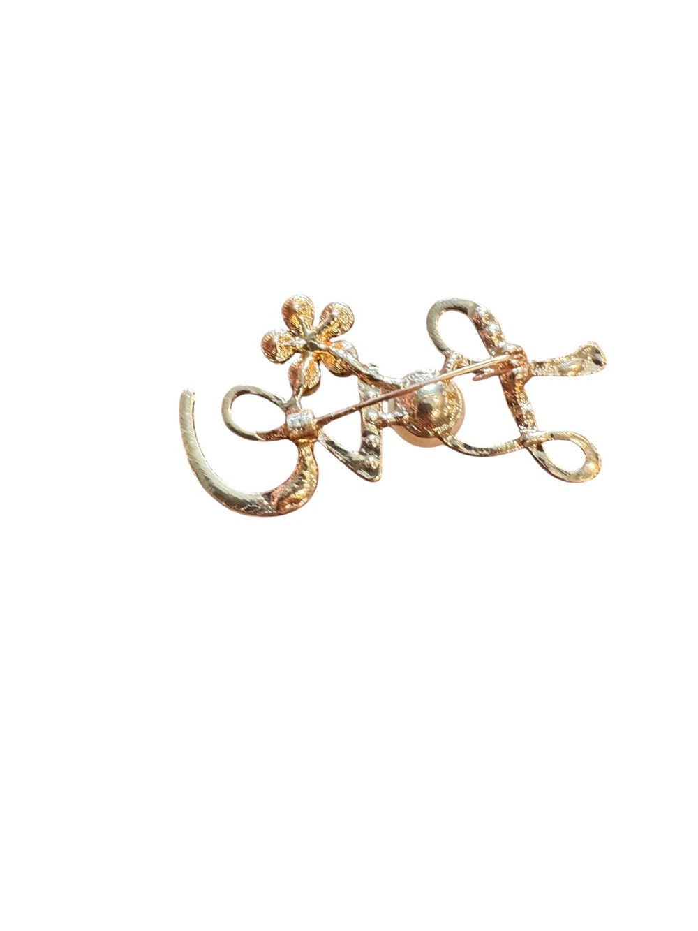 Gold Crystal Angel Wings Keychain and "Love" Pin Set - Picture 2 of 3
